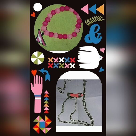 Pink High heel 👠 charm necklace & bracelet - Picture 1 of 5